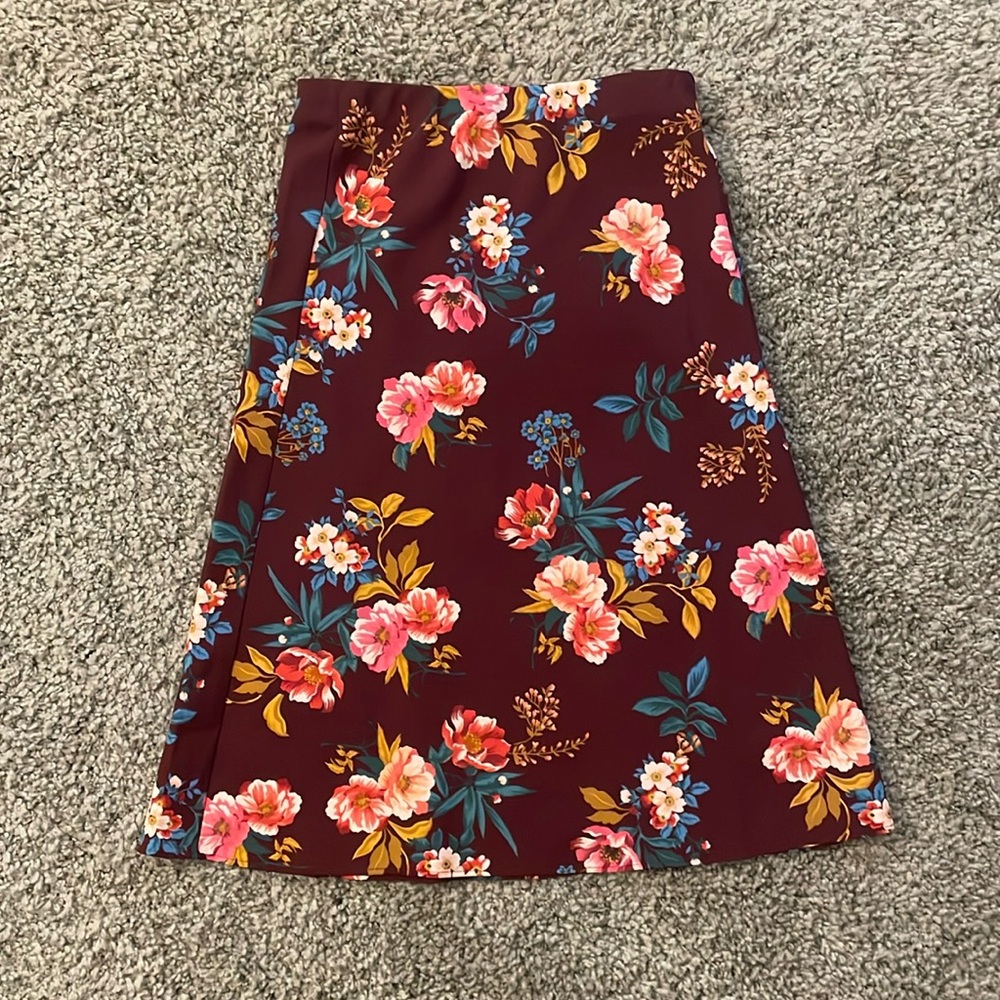 Ann Taylor LOFT A Line Skirt Women Petites PXXS Floral Midi Elastic Waist